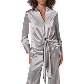 Donna Karan New York Donna Karan New York Pinstriped Tie Front Wrap Shirt