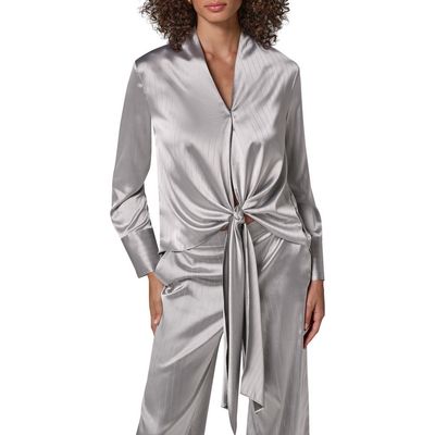 Donna Karan New York Donna Karan New York Pinstriped Tie Front Wrap Shirt