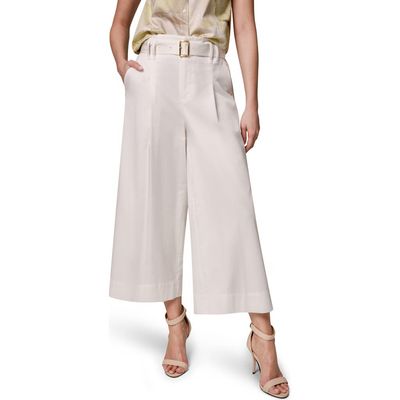 Donna Karan New York Donna Karan New York Pleated Wide Leg Crop Stretch Cotton Pants