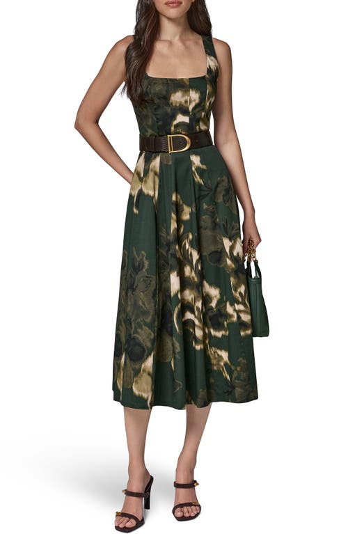Donna Karan New York Donna Karan New York Printed Belted Fit & Flare Midi Dress