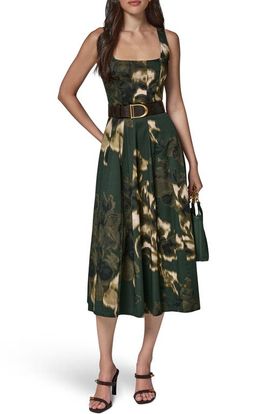 Donna Karan New York Donna Karan New York Printed Belted Fit & Flare Midi Dress