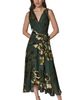Donna Karan New York Donna Karan New York Printed Chiffon Crossover Neck Faux Wrap Dress - 2