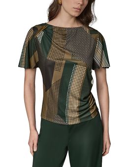 Donna Karan New York Donna Karan New York Printed Hardware Trim Ruched Top