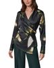 Donna Karan New York Donna Karan New York Printed Hardware Trim Side Ruched Blouse - 1