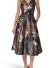 Donna Karan New York Donna Karan New York Printed V-Neck Belted Midi Dress - 1