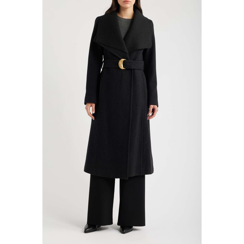 Donna Karan New York Donna Karan New York Ribbed Collar Belted Coat