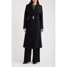 Donna Karan New York Donna Karan New York Ribbed Collar Belted Coat