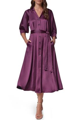 Donna Karan New York Donna Karan New York Satin Midi Shirtdress