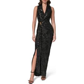 Donna Karan New York Donna Karan New York Sequin Floral Faux Wrap Gown