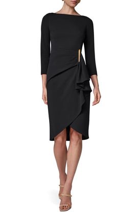 Donna Karan New York Donna Karan New York Side Ruffle Long Sleeve Sheath Dress