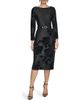 Donna Karan New York Donna Karan New York Velvet Floral Belted Long Sleeve Sheath Dress - 1