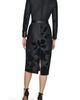 Donna Karan New York Donna Karan New York Velvet Floral Belted Long Sleeve Sheath Dress - 2