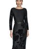 Donna Karan New York Donna Karan New York Velvet Floral Belted Long Sleeve Sheath Dress - 4
