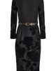Donna Karan New York Donna Karan New York Velvet Floral Belted Long Sleeve Sheath Dress - 5
