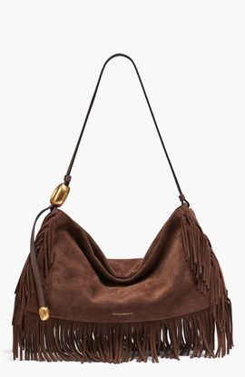 Donna Karan New York Donna Karan New York Velvet Suede Fringe Large Shoulder Bag