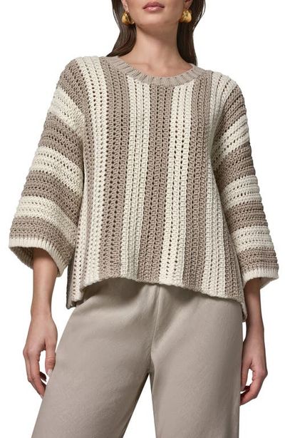 Donna Karan New York Donna Karan New York Vertical Stripe Open Stitch Cotton Sweater