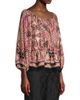 Donna Karan New York Women's Rustic Chic Georgette Poet Paisley Blouse - 4