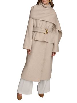 Donna Karan New York Women's Wool-Blend Belted Scarf Coat