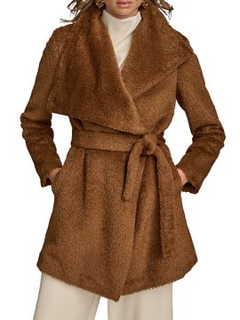 Donna Karan New York Women's Wool-Blend Belted Wrap Coat