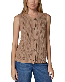 Donna Karan Weekend Donna Karan Weekend Cotton Blend Sleeveless Pointelle Cardigan