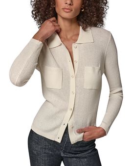 Donna Karan Weekend Donna Karan Weekend Polo Ribbed Button Down Sweater