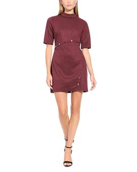Donna Morgan Donna Morgan Faux Suede Elbow Sleeve Studded Mini Dress