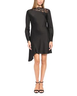 Donna Morgan Donna Morgan Lace Inset Asymmetric Mini Dress