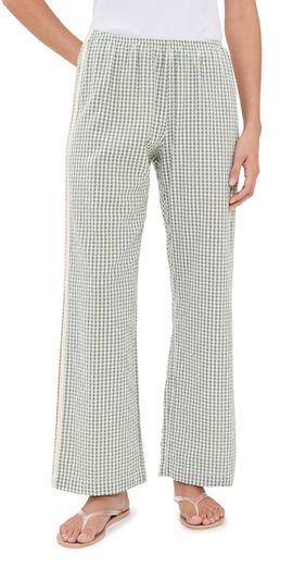 DONNI. DONNI. The Cotton Gingham Stripe Crop Pants Dill