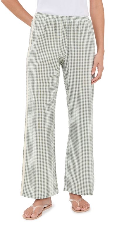 DONNI. DONNI. The Cotton Gingham Stripe Crop Pants Dill