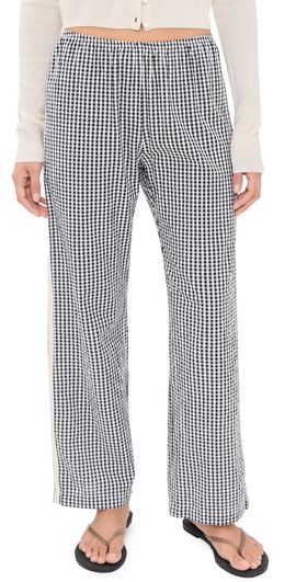 DONNI. DONNI. The Cotton Gingham Stripe Crop Pants Jet