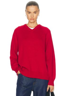 DONNI. DONNI. The Cotton Knit V Neck Sweater