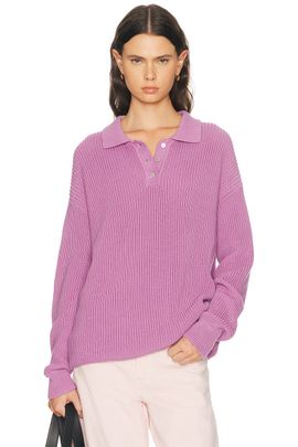 DONNI. DONNI. The Heavy Cotton Knit Polo Sweater