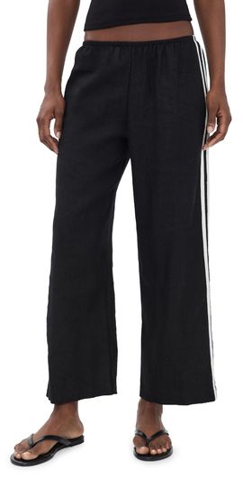 DONNI. DONNI. The Linen Crop Racer Stripe Pants Jet