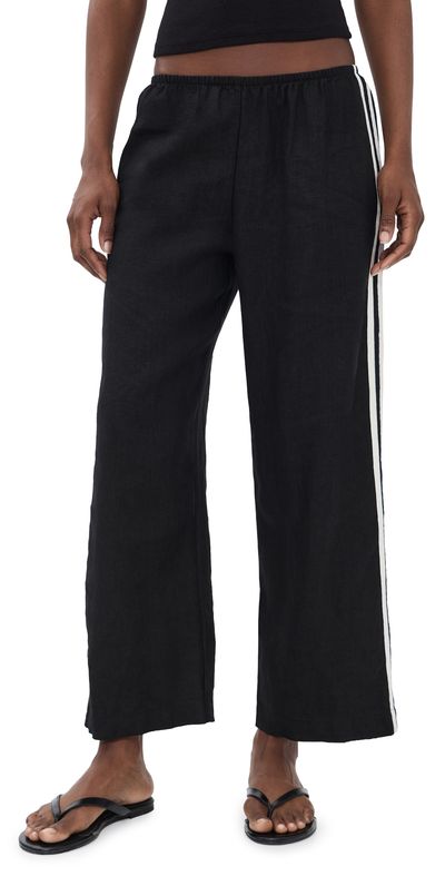 DONNI. DONNI. The Linen Crop Racer Stripe Pants Jet