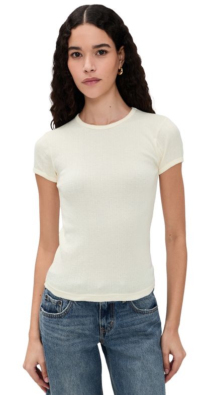 DONNI. DONNI. The Pointelle Baby Tee Creme