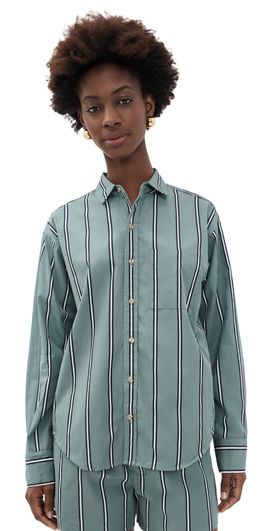 DONNI. DONNI. The Pop Stripe Shirt Sage