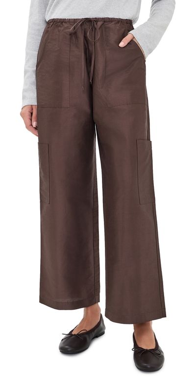 DONNI. DONNI. The Silk Taffeta Drawstring Cargo Pants Espresso