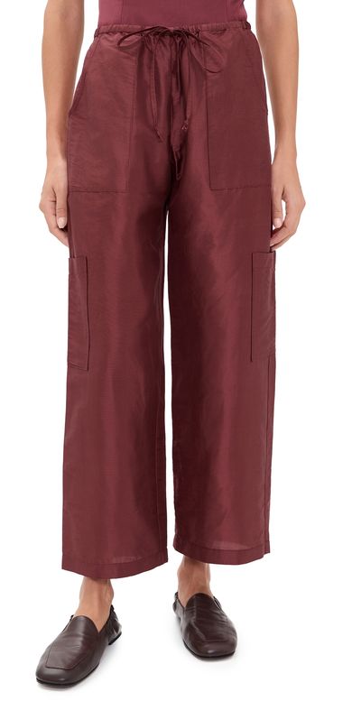 DONNI. DONNI. The Silk Taffeta Drawstring Cargo Pants Oxblood