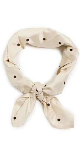 DONNI. DONNI. The Taffetta Scarf Creme/Walnut Polka Dots One