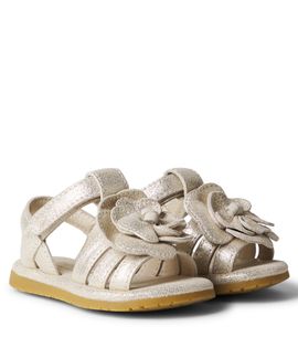 Donsje Donsje Baby Jiles floral-appliqué metallic leather sandals