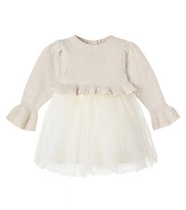 Donsje Donsje Baby Paulien wool and cotton-blend dress