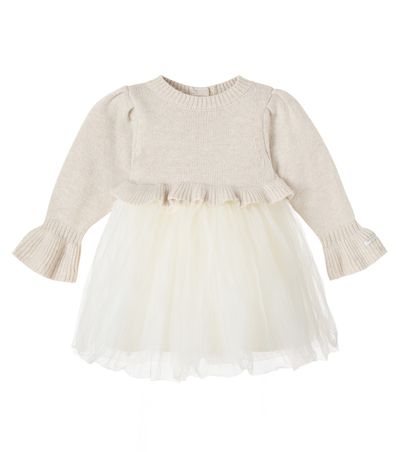 Donsje Donsje Baby Paulien wool and cotton-blend dress