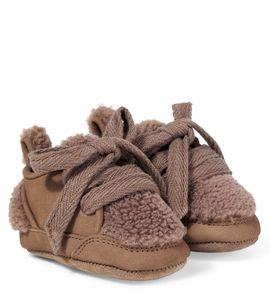 Donsje Donsje Baby Semmi teddy-trimmed leather sneakers