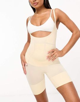 Dorina Dorina Absolute Sculpt high control open bust shaping bodysuit with shorts in beige-Neutral