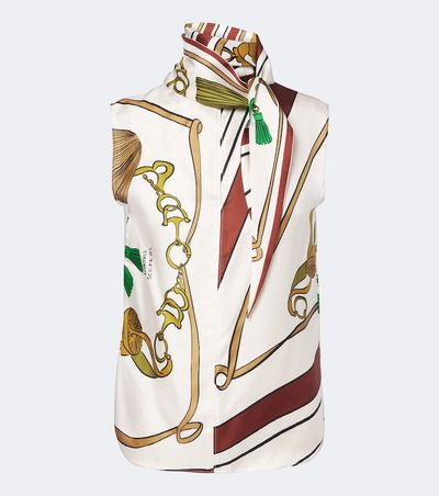 Dorothee Schumacher Dorothee Schumacher Cosmic Funghi printed tie-neck silk twill top