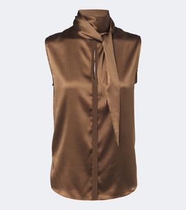 Dorothee Schumacher Dorothee Schumacher Sense of Shine tie-neck silk-blend satin top