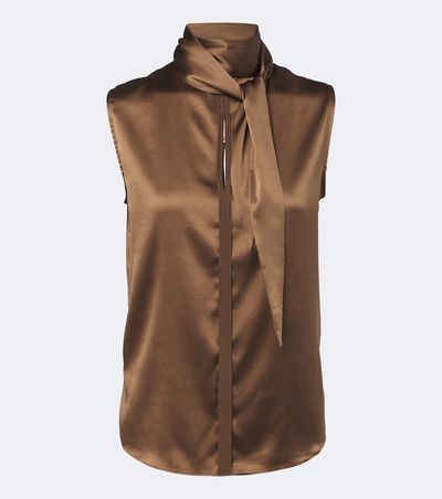 Dorothee Schumacher Dorothee Schumacher Sense of Shine tie-neck silk-blend satin top