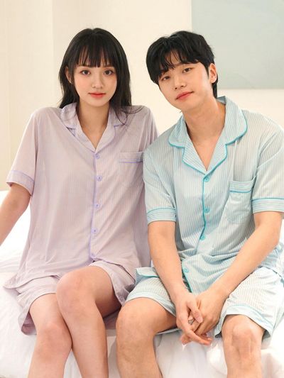 DOSSY Air-Fit Fiesta Short-Sleeved Couple Pajamas Set
