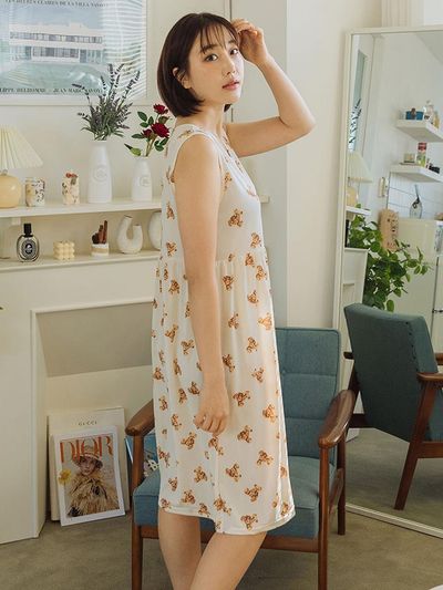 DOSSY Air-fit Teddy Bear Sleeveless Nightgown Dress