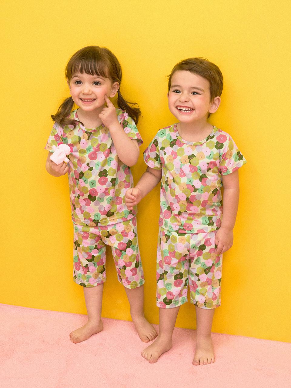 DOSSY Air-fit Wrinkle Short-sleeve Kids Indoor Wear Set